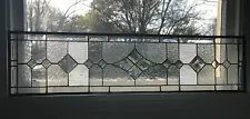 Transom Stained Glass Window Panel w/Bevels - Crystal Clear Glass Textures, 36x9