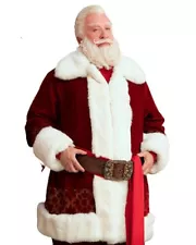 The Santa Clauses 2022 Tim Allen Real Velvet Coat With White Fur Collar For Men