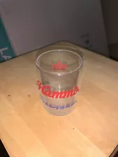 Hamms Short Beer Glass From Born in Land of Sky Blue Waters Red Blue 3 1/4”