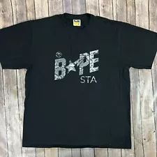 BAPE STA Camo Graphic Logo Shirt Short Sleeve Crew 2XL Mens Black