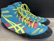 Asics Wrestling Shoes Jordan Burroughs JB Elite Men 9.5 Blue Yellow Pink J3A1Y