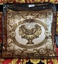 Gianni Versace Baroque Lions And Urns Pillow 17” Gold White Silk New Authentic