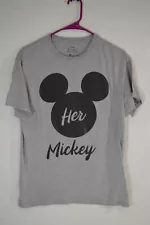 Disney Her Mickey Mouse Couples Adult T Shirt Gray Med Short Sleeve T35