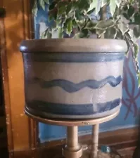 Half Gallon Butter Crock. 3 Cabolt Stripes Origin Western P.A. 1873. No Chips