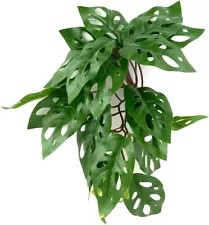 Monstera Adansonii Swiss Cheese Artificial Plants with Suction Cup for Reptiles