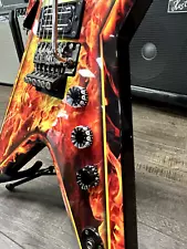 RARE!! Dean Guitars Dimebag Darrell "Razorback Real Flame" Finish Flying V