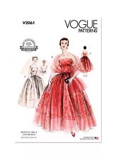 New Vogue Special Design Vintage 1954 Reissue Evening Bridal Dress Pattern V2061