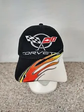 Corvette Car Racing Logo Black White Red Orange Cap Flames Splash Baseball Hat