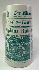 1973 Miami Dolphins Rule Football World Miami Herald Ceramic Stein Mug 16 oz USA