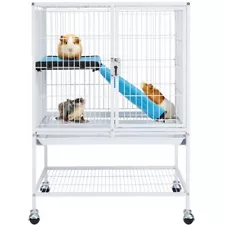 Single/Double Unit Rolling Metal Cage for Ferrets Chinchillas Adult Rats House