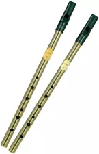 Feadog Brass Irish Tin Whistle Set of 2 Key D and C Small Flute Made in Ireland