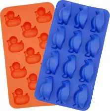 Duck and Penguin Combo Silicone Ice Tray for Homemade Candy, Chocolate, Ice Pops