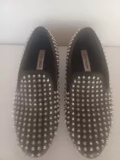 Steve Madden Spiked Studded Loafers CACTIE Mens 7 Satin Lined