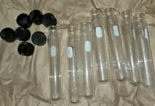 Lot of 7 Pyrex Glass Vials Tubes / Lids #9825