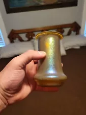 Antique Iridescent Favrile Gold Cabinet Vase