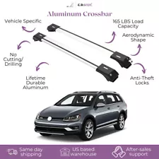 2 Piece Lockable Roof Rack Cross Bars -Fits VW Golf SW Alltrack 2013-2019 Silver