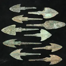 Genuine 10 Ancient Near Eastern Luristan Bronze Arrowheads Circa 1200 - 800 BC