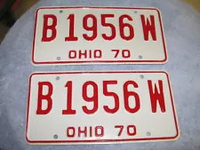 Vintage 1970 Original Ohio License Plate Pair NOS "Really Nice"