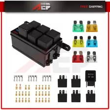 6 Way 12V 40A Relay Fuse Box Block Holder Universal ATC/ATO For All Vehicles Kit