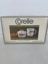 NOS VINTAGE Corelle Livingware:Corning Spring Blossom Green Sugar & Creamer Set