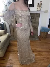 Beautiful gold sequin Sherri Hill formal/prom dress for sale with earrings