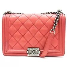 Chanel Shoulder Bag Boy CHANEL Reds Leather 434998