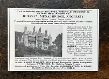 Rhianfa - Menai Bridge - Anglesey - Wales For Sale - 1958 Press Cutting r399