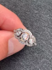 Platinum diamond rose cut cluster ring art deco 1920s