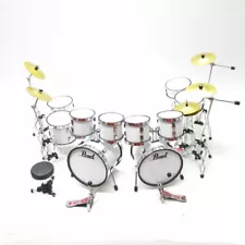 Miniature Drum Set Double Bass Full White Instrument Gift Musical Scale 1/12