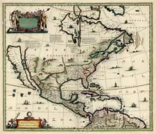 1652 North America New World Historic Vintage Style Wall Map - 16x20