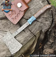 CSFIF Clever Chopper Axe Knife Rain Drop Damascus Walnut Wood