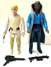 1977 Star Wars Luke Skywalker+Lando Calrissian Action Figures Original+Used!