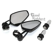 Pair Black 7/8" Side Mirrors Bar End Mirrors For Triumph Street Triple 675 765 R (For: Triumph Street Triple R)