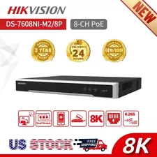 HIK 8K 8CH NVR DS-7608NI-M2/8P Network Video Recorder 128Mbps Decoding Indoor