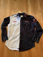 Wrangler PBR Pro Bull Riding Embroidered Logo Long Sleeve Shirt Snap Button L