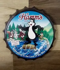 Hamm's Beer Roll Out The Bear’el Sign Dancing Bear on Barrel Metal Sign New