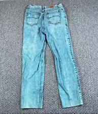 VTG 90s Acid Washed Tapered Leg Jeans Men's 32 x 30 (34 Tag) Blue Denim Retro