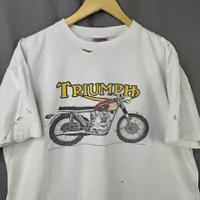 Vintage Triumph Motorcycle Biker Parts Promo T Shirt Mens Size XL THRASHED USA