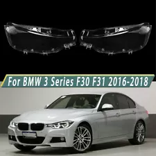 Pair Headlight Lens Headlamp Cover Clear For BMW F30 F31 320i 330i 340i 2016-18