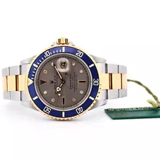 Rolex Submariner Date 18K & SS 16613 Sultan Serti Dial Original 40MM Wristwatch