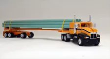 Custom Herpa Kenworth T600 with 58' Pipe Load and Trailer Savage HO 1/87