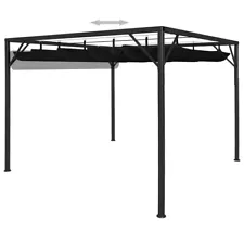 10x10 Pergola Gazebo for Patio Retractable Steel Outdoor Shade Awning Backyard