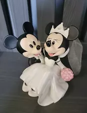 Disney Parks Authentic Mickey & Minnie Mouse Bride Porcelain Wedding Cake Topper