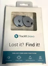 TrackR Bravo 2-Pack Item Tracker Silver GPS Bluetooth Find Keys Phone Wallet