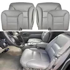 For 1995-1999 GMC Sierra Chevy Tahoe Front Leather Bottom Top Seat Cover Gray