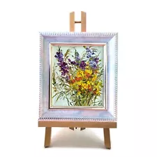 mini oil painting original art wildflowers artwork impasto miniature flowers