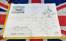 RAF air ministry restricted air working diagram 1/72 scale poster rare JAVELIN