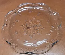 Vintage Anchor Hocking 12" Savannah Clear Round Glass Floral Pattern Platter