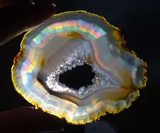 Rainbow Iris Agate Slice Collector Specimen Rock Indonesia