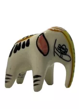 Elephant Figurine Hand-Painted Ceramic Pottery Made In Sri Lanka Vintage 3” Tall